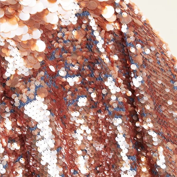 Anthropologie x Dhruv Kapoor Sequin Midi Skirt Rose Gold Mauve Blue Size 4 - Picture 3 of 5